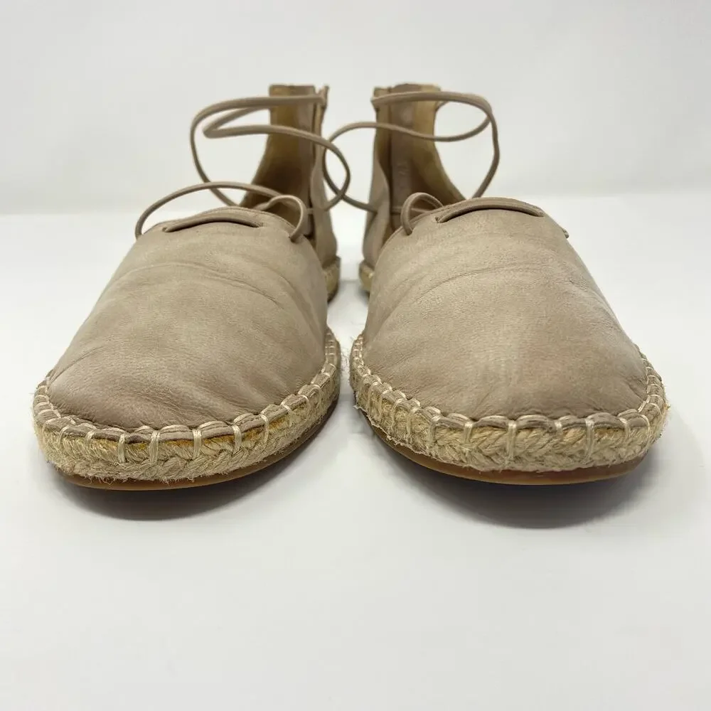 Eileen Fisher Beige Flat Elastic Zip Up Espadrilles 8.5